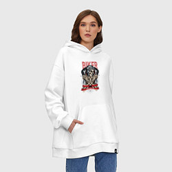 Толстовка-худи оверсайз Cool biker Skull, цвет: белый — фото 2