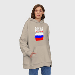 Толстовка-худи оверсайз Бокс Россия, цвет: миндальный — фото 2