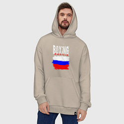 Толстовка-худи оверсайз Бокс Россия, цвет: миндальный — фото 2