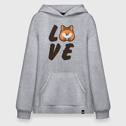 Толстовка-худи оверсайз Love Corgi, цвет: меланж