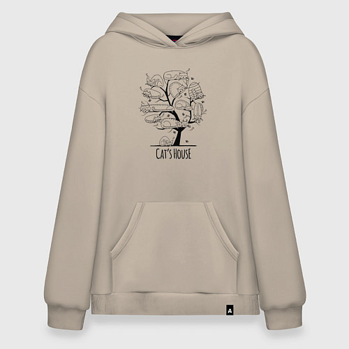 Худи оверсайз Кошачий дом / Миндальный – фото 1