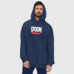 Толстовка-худи оверсайз DOOM, цвет: тёмно-синий — фото 2