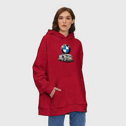 Толстовка-худи оверсайз BMW оскал, цвет: красный — фото 2