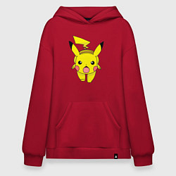 Толстовка-худи оверсайз ПикачуПикачу, цвет: красный