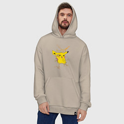 Толстовка-худи оверсайз Pikachu, цвет: миндальный — фото 2