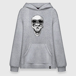Толстовка-худи оверсайз Skull and glasses, цвет: меланж