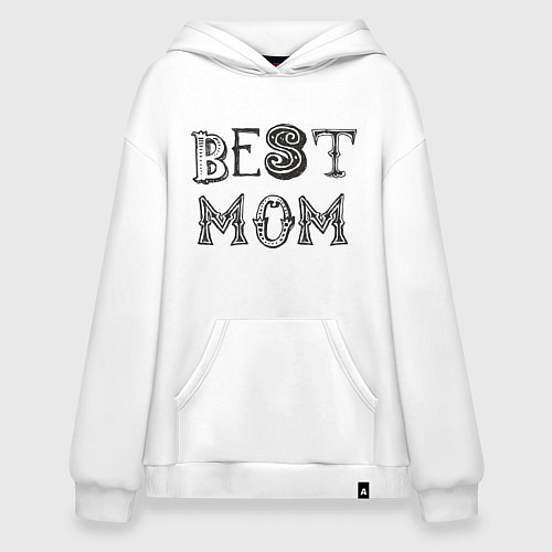 Худи оверсайз Лучшая мама - best mom / Белый – фото 1