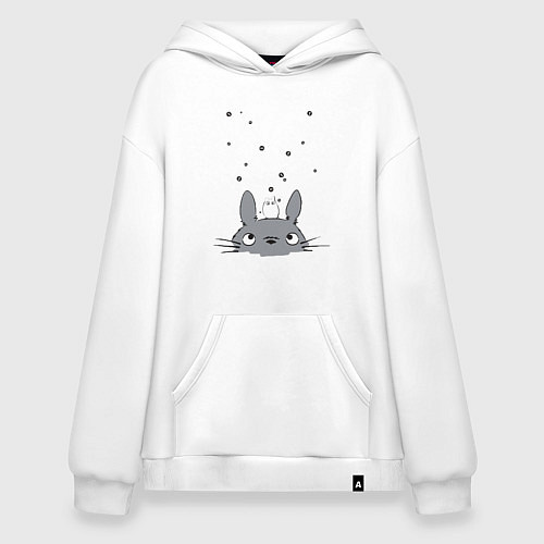 Худи оверсайз Любопытный Тоторо и Сажа / Белый – фото 1