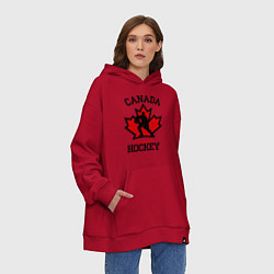 Толстовка-худи оверсайз Canada Hockey, цвет: красный — фото 2