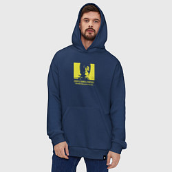 Толстовка-худи оверсайз VANSAMA OFFICIAL Yellow, цвет: тёмно-синий — фото 2