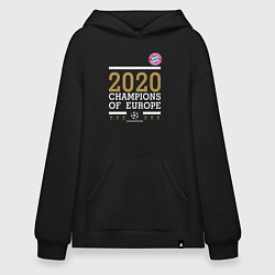 Толстовка-худи оверсайз FC Bayern Munchen Champions of Europe 2020, цвет: черный