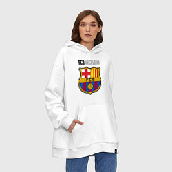 Толстовка-худи оверсайз Barcelona FC, цвет: белый — фото 2