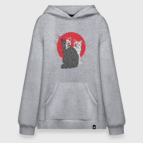 Худи оверсайз Japan Cats Z / Меланж – фото 1