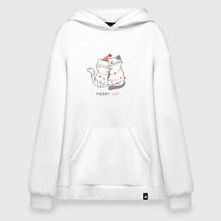 Толстовка-худи оверсайз Merry Cat, цвет: белый