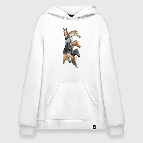Худи оверсайз Лошади / Белый – фото 1