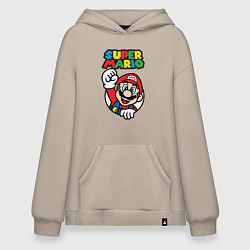 Толстовка-худи оверсайз Mario, цвет: миндальный
