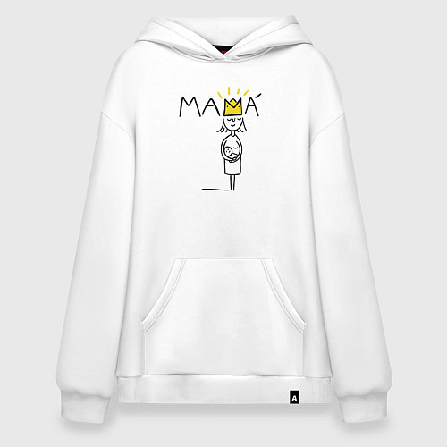 Худи оверсайз Мама / Белый – фото 1