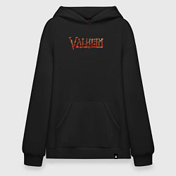 Толстовка-худи оверсайз Valheim огненный лого, цвет: черный