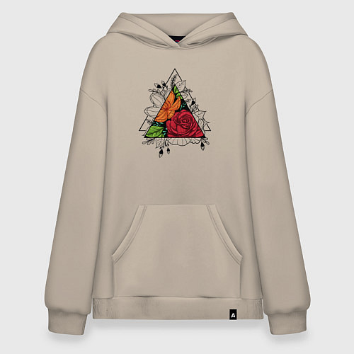 Худи оверсайз Flower tattoo / Миндальный – фото 1