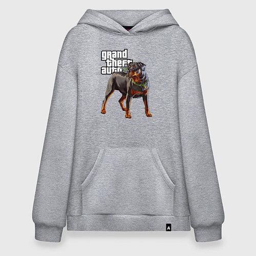 Худи оверсайз ЧОП - ротвейлер из GTA 5 / Меланж – фото 1