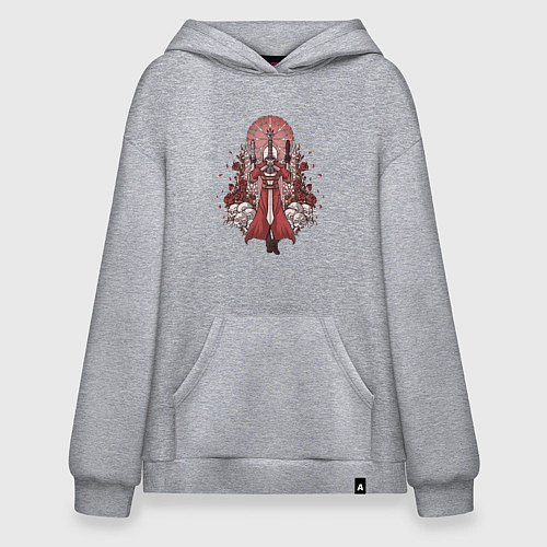 Худи оверсайз Данте в розах / Меланж – фото 1