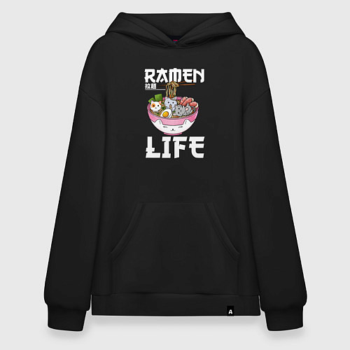 Худи оверсайз Ramen life / Черный – фото 1