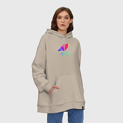 Толстовка-худи оверсайз AVICII RAIBOW, цвет: миндальный — фото 2