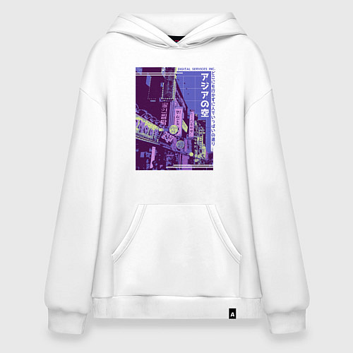 Худи оверсайз Neon Asian Street Vaporwave / Белый – фото 1