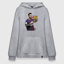 Толстовка-худи оверсайз Lionel Messi Barcelona Argentina, цвет: меланж