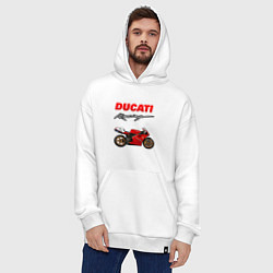 Толстовка-худи оверсайз DUCATI ДУКАТИ MOTOSPORT, цвет: белый — фото 2