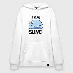 Толстовка-худи оверсайз I AM SLIME, Я СЛИЗЬ, цвет: белый