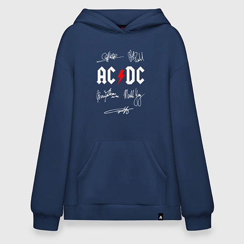 Худи оверсайз AC DC АВТОГРАФЫ ИСПОЛНИТЕЛЕЙ / Тёмно-синий – фото 1