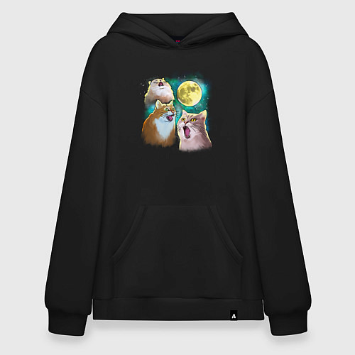 Худи оверсайз Котики воют на Луну / Черный – фото 1