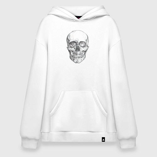 Худи оверсайз Реалистичный рисунок Черепа / Белый – фото 1