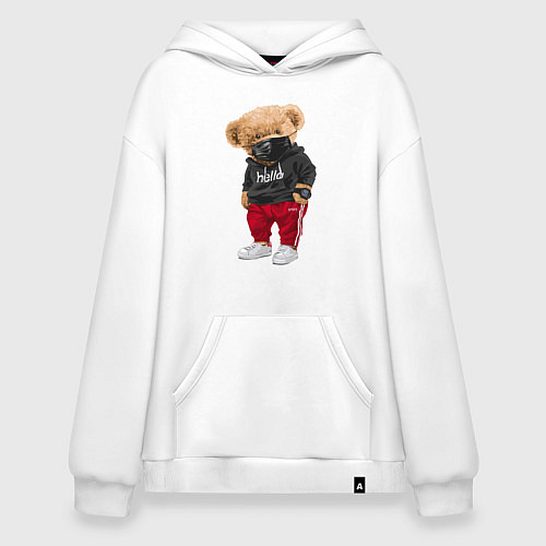 Худи оверсайз Крутой медвежонок в спортивках / Белый – фото 1
