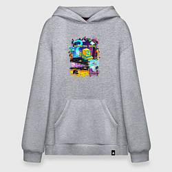 Толстовка-худи оверсайз Geometry Dash: Pixel Logo, цвет: меланж