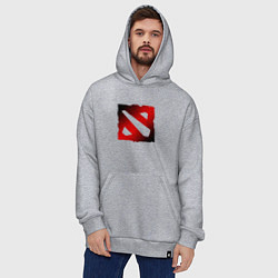Толстовка-худи оверсайз ЧЁРНО КРАСНОЕ ЛОГО ДОТА 2 DOTA 2 LOGO, цвет: меланж — фото 2