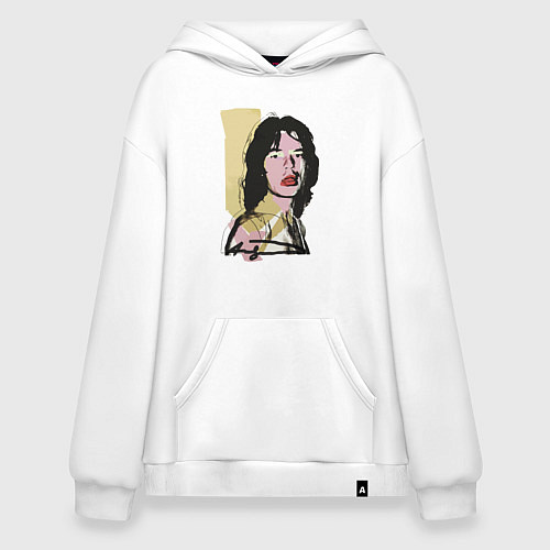 Худи оверсайз Andy Warhol - Mick Jagger pop art / Белый – фото 1