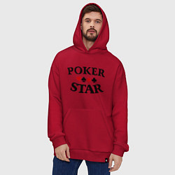 Толстовка-худи оверсайз Poker Star, цвет: красный — фото 2