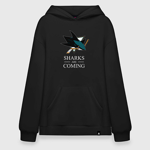 Худи оверсайз Sharks are coming, Сан-Хосе Шаркс San Jose Sharks / Черный – фото 1