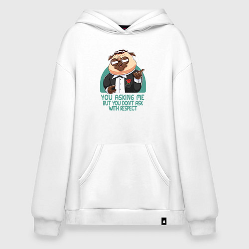 Худи оверсайз Мопс в костюме / Белый – фото 1