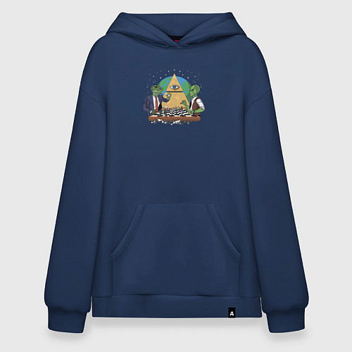 Худи оверсайз Рептилоид играет в шахматы против Зеленого человеч / Тёмно-синий – фото 1