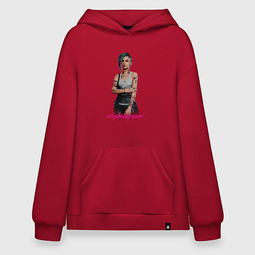 Худи оверсайз Cyberpunk 2077 Judy Джуди / Красный – фото 1