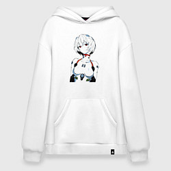 Толстовка-худи оверсайз Рей Аянами Rei Ayanami Ева Евангелион, цвет: белый
