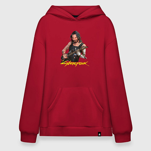 Худи оверсайз Джонни Cyberpunk2077 Johnny с гитарой / Красный – фото 1
