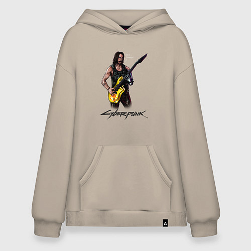 Худи оверсайз Cyberpunk 2077 Johnny гитарист / Миндальный – фото 1