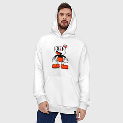 Толстовка-худи оверсайз Cuphead красная чашечка, цвет: белый — фото 2