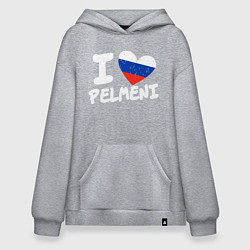 Толстовка-худи оверсайз Люблю пельмени, цвет: меланж
