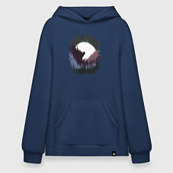 Толстовка-худи оверсайз Медведь воет на луну, цвет: тёмно-синий