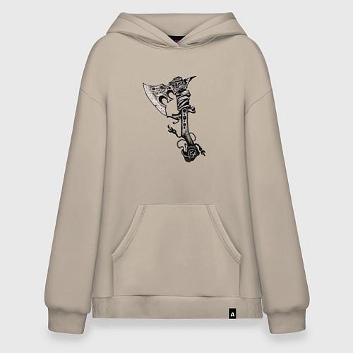 Худи оверсайз Крутой боевой тату-топор / Миндальный – фото 1